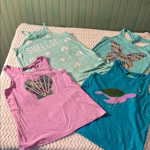 Cat & Jack, Justice, Children’s Place shiny girls’ tank bundle size 10/12/14